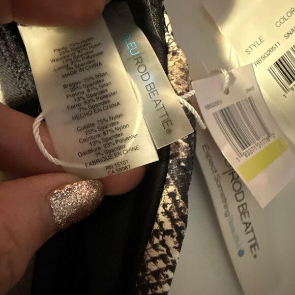 NWT Blue Rod Beattie bikini bottom black with snake pattern fold  Size 4 - Picture 4 of 4